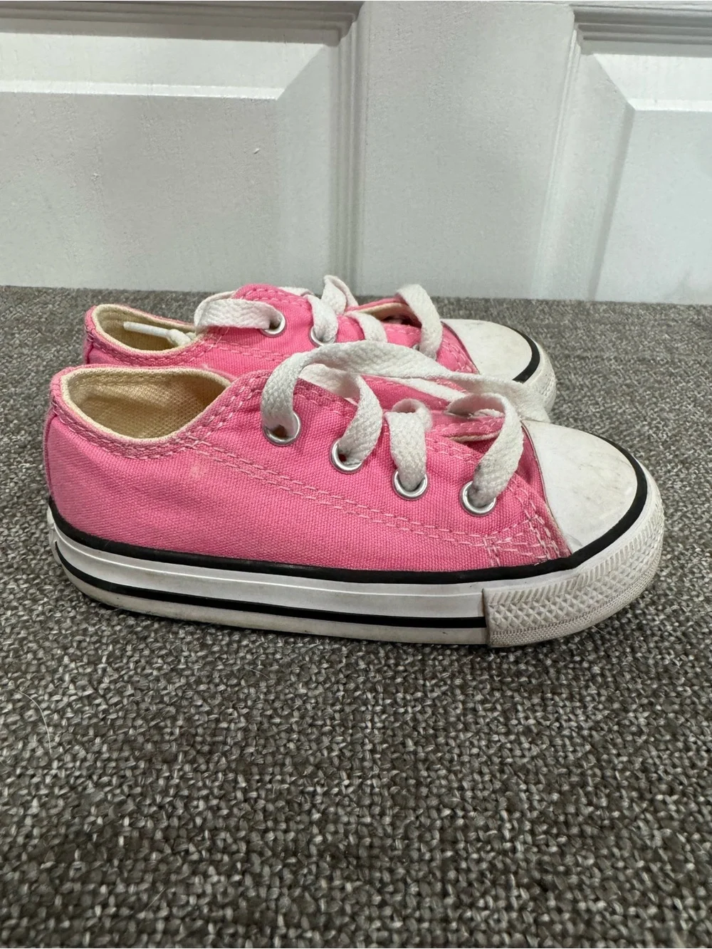 Converse Kids Pink Canvas Lace-Up Sneakers with White Accents